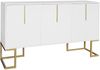 3-türiges Sideboard H 80.5 x T 138 x B 40 cm aus MDF in Weiß mit verstellbaren Einlegeböden und Metallbasis Bild 4