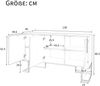 3-türiges Sideboard H 80.5 x T 138 x B 40 cm aus MDF in Weiß mit verstellbaren Einlegeböden und Metallbasis Bild 5