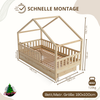 Crazy Pine 'Crazy House' Hausbett mit abnehmbaren Rausfallschutz, Naturholz, Natur, 100x190 cm, mit Ausziehbett Bild 2