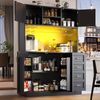 Flieks Küchenbuffet mit LED-Beleuchtung, Gläserhalter, Schubladen und Türablagen (1-St, B120/T40/H188 cm) Hochschrank Küchenschrank Geschirrschrank mit Arbeitsplatte Schwarz Bild 1