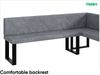 MEBLINI Eckbank für Esszimmer mit ausziehbarem Tisch - Küchenbank - Essecke - Sitzecke Küche - ERIC - U-Beine 142x196x87cm Rechts - Grau Samt/B Schwarz Hochgl. Bild 5