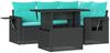 vidaXL 5-teiliges Gartensofa-Set mit Kissen, schwarzes Polyrattan 3267877 Bild 2