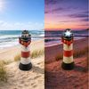 Raburg LED Solarleuchte Garten Leuchtturm Roter Sand mit Dämmerungssensor, rotierender Spiegel, LED, kaltweiß, wechselbare Leuchteinheit, austauschbarer Akku, 2 Solar-Panels Bild 2