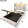Polsterbett 90x200, Einzelbett mit Led-Kopfteil und USB C Ladefunktion, Hydraulisches Bett mit Lattenrost aus Holz und Metallrahmen, Belastbarkeit 150 kg,Beige,Baumwolle(Ohne Matratze) Bild 2