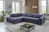 Polstergarnitur >Donaugh< 5 verstellbare Kopfteile, in blau-schwarz - 323x76x231 (BxHxT) Bild 3