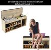 COSTWAY Schuhbank mit Sitzflaeche, Schuhregal Holz, Schuhkommode Schuhablage Schuhschrank aufklappbar, Sitzbank mit Regal, mit Sitzkissen, braun Bild 4