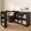 Sideboard Esszimmerschrank Schwarz mit 360°-Drehfunktion, Aufbewahrungsschrank mit Regalen, Schubladen und Changhong-Glas Türen, 97cmx120cmx40cm Bild 2