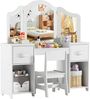 TLGREEN Schminktisch Kinderschminktisch 2 in 1,mit Abnehmbarem Spiegel (108x30x114 cm), Schminktisch Mädchen,Schreibtisch mit Hocker Bild 2