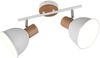 Deckenstrahler DELUME 2-flammig aus Metall in Weiß & Holzoptik, Breite 49cm Bild 2