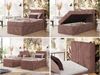 Boxspringbett TILIANO 90x200 Cord inkl. Bettkasten, Einzelbett 7-Zonen Multipocket-Matratze & Topper, Modernes Design mit hohem Kopfteil - Rosa Cordstoff - H4 - Topper T25 Bild 2
