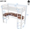 Merax Hochbett, 90 x 200 cm, Kinderbett, Einzelbett, mit farbwechselnder LED-Lichtleiste, mit Schreibtisch, 1 USB-Anschluss + 1 Typ-C-Anschluss und 2 Steckdosen, mit Lochwand, Weiß Bild 4
