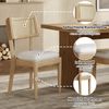 Massivholz Stuhl Set mit Rattan Rückenlehne & Leinenkissen, modernes Naturmöbel 6er Set Esszimmerstuhl Wohnzimmer,Holzfarbe Bild 4
