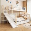 Merax 140*200cm & 90*200cm Hausbett, Kinderbett, Etagendoppelbett, mit Graffiti-Brett, multifunktionales Kinderbett, mit Treppe und Aufbewahrungsschränken, Mit Rutsche und kleiner Tafel, weiß Bild 5