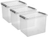 3 Stück Aufbewahrungsbox Q-Line 52L transparent mit Deckel Kunststoffbox 3er Set Bild 2