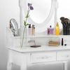 ML-DESIGN Schminktisch Kosmetiktisch mit Spiegel und Hocker aus MDF Holz Make-up Tisch, Tisch 75x139x40 cm Weiß mit Spiegel und 4 Schubladen Bild 2