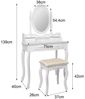 ML-DESIGN Schminktisch Kosmetiktisch mit Spiegel und Hocker aus MDF Holz Make-up Tisch, Tisch 75x139x40 cm Weiß mit Spiegel und 4 Schubladen Bild 3