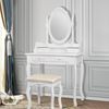 ML-DESIGN Schminktisch Kosmetiktisch mit Spiegel und Hocker aus MDF Holz Make-up Tisch, Tisch 75x139x40 cm Weiß mit Spiegel und 4 Schubladen Bild 5