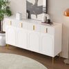 Merax Sideboard 140*37,8*82 cmmit goldenen Griffen und Beinen, 4 Türen, 4 Schubladen, mit herausnehmbarem Laminat, geeignet für Wohn- und Esszimmer, Weiß Bild 2