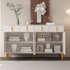 Merax Sideboard 140*37,8*82 cmmit goldenen Griffen und Beinen, 4 Türen, 4 Schubladen, mit herausnehmbarem Laminat, geeignet für Wohn- und Esszimmer, Weiß Bild 3