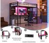 Odikalo Hochbett 90x200 Kinderbett Jugendbett mit Schreibtisch LED & Stauraum (mit Ablage, Schreibtisch, europäischer Steckdose und LED-Beleuchtung, integrierter Stauraumtreppe (links/rechts montierbar), hohem Schutzgitter, Einzelbett, Eisenrahmen) Bild 4