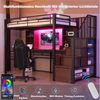 Odikalo Hochbett 90x200 Kinderbett Jugendbett mit Schreibtisch LED & Stauraum (mit Ablage, Schreibtisch, europäischer Steckdose und LED-Beleuchtung, integrierter Stauraumtreppe (links/rechts montierbar), hohem Schutzgitter, Einzelbett, Eisenrahmen) Bild 3