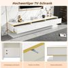 Odikalo Lowboard TV-Schrank TV-Bank mit Stauraum (Modernes TV-Lowboard mit 200x40x40cm, TV-Schrank Holz TV-Tisch - Wohnzimmer Schlafzimmer, Warmweißer TV-Tisch mit goldener Kante,Standfernsehschrank) Bild 2