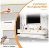 Odikalo Lowboard TV-Schrank TV-Bank mit Stauraum (Modernes TV-Lowboard mit 200x40x40cm, TV-Schrank Holz TV-Tisch - Wohnzimmer Schlafzimmer, Warmweißer TV-Tisch mit goldener Kante,Standfernsehschrank) Bild 3