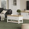 Couchtisch Vikla Weiß/Eiche 100 x 40 cm mit ausklappbarer Tischplatte Vicco Bild 3