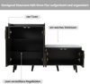 Schuhbank B 120 x T 34 x H 82 cm mit Sitzpolster, Spanplatte in Schwarz und Dunkelwalnuss Bild 5