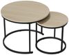 BBWL Couchtisch Set rund 2er Eichenfurnier Metallgestell verschachtelbar, moderner Wohnzimmertisch platzsparend Beistelltisch Bild 2