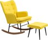 Sessel 89x64x90 cm, Schaukelstuhl mit Hocker, gepolstert, gelb Bild 2