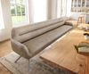 Esszimmerbank Taya-Flex 300 cm Mikrofaser Beige Vintage Kreuzgestell kantig Edelstahl Taschenfederkern Bild 1