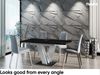 MEBLINI Esstisch Ausziehbar - Esszimmertisch Modern - Küchentisch - Säulentisch - Ausziehtisch - Dining Table - Esszimmertische - 120-160 x 80 x 75 cm - MASIV - Schwarz Hochglanz/Weiß Hochglanz Bild 3