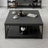 Dmora Wohnzimmertisch Raiden, Niedriger Wohnzimmertisch, Kaffeeregal, Couchtisch für Sofa, 90x90h40 cm, Anthrazit und Schwarz Bild 4