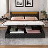 Flieks Polsterbett, LED-Beleuchtung Kunstleder Doppelbett Stauraum 140x190 cm Bild 3