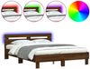 vidaXL Bettgestell mit Kopfteil LED-Beleuchtung Braun Eichen-Optik 3207566 Bild 2
