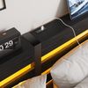 Flieks Doppelbett 140 x 190cm mit LED & USB-Ladestation, Metallbett mit hölzernem Kopfteil & Unterbett-Stauraum, Schwarz Bild 5