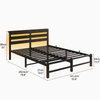 Flieks Doppelbett 140 x 190cm mit LED & USB-Ladestation, Metallbett mit hölzernem Kopfteil & Unterbett-Stauraum, Schwarz Bild 4