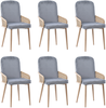 Esszimmerstuhl, Samt mit Rattan-Design, 6er-Set, Metallgestell, 32x45x90 cm, Grau Bild 4