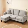 Ecksofa L-Form mit Chaiselongue links/rechts Faserleinen kleines Wohnzimmer Sofa kompakt 3-Sitzer Bild 3