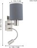 Eglo 96479 Wandleuchte Stofflampe PASTERI Textil grau E27 LED 1X40W;1X3,8W H:38cm L:15cm mit Wippschalter Bild 3