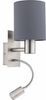 Eglo 96479 Wandleuchte Stofflampe PASTERI Textil grau E27 LED 1X40W;1X3,8W H:38cm L:15cm mit Wippschalter Bild 2
