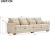 Sofa 264x83x87 cm Beige aus Leinen mit hoher Rückenlehne, Armlehnentaschen, 4 Lendenkissen und bequemer Polsterung Bild 5