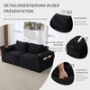 Modulares 2-Sitzer Cordsofa, Getränkehalter, Seitentaschen, Federkern, Schwarz Bild 3