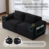 Modulares 2-Sitzer Cordsofa, Getränkehalter, Seitentaschen, Federkern, Schwarz Bild 5