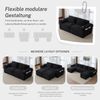 Modulares 2-Sitzer Cordsofa, Getränkehalter, Seitentaschen, Federkern, Schwarz Bild 2