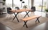 Massivholz Esstisch | Küchentisch mit X-Metallbeinen | Esszimmertisch mit Baumkante | Industrial-Design | Akazienholz Goldbraun 160x80 cm | Kreta von Kadima Design Bild 3