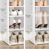 Schuhregal weiß, vertikale Schuhablage 9-stufig, schmaler Schrank mit Zaun und Bild 3