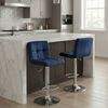 CLP 2er Set Barhocker Peru Samtbezug höhenverstellbar drehbar mit Rückenlehne,blau chrom Bild 4