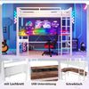 Hochbett mit RGB LED-Streifen, Schreibtisch, Monitorständer, Lattenrost, Rausfallschutz, Steckdosen, USB, Type-C, 90x200cm, Metallbett, Kinderbett Bild 5